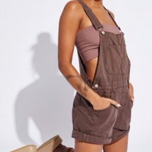 Free People Brown Overall Shorts